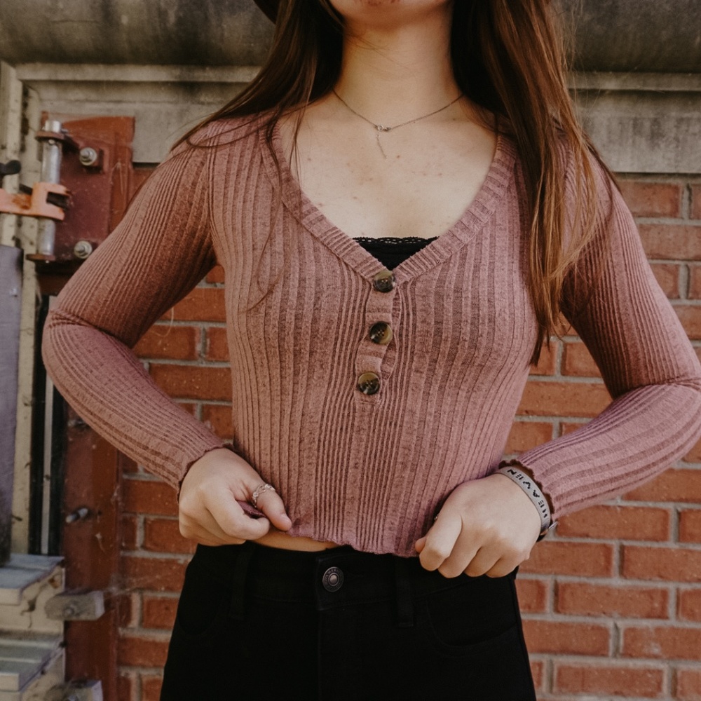Light Pink Button Sweater